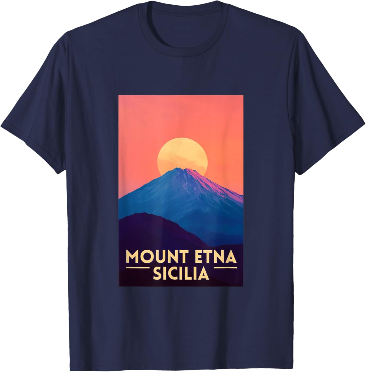 Mount Etna Retro Sicily Italy Souvenir T-Shirt - T-Shirt | Navy