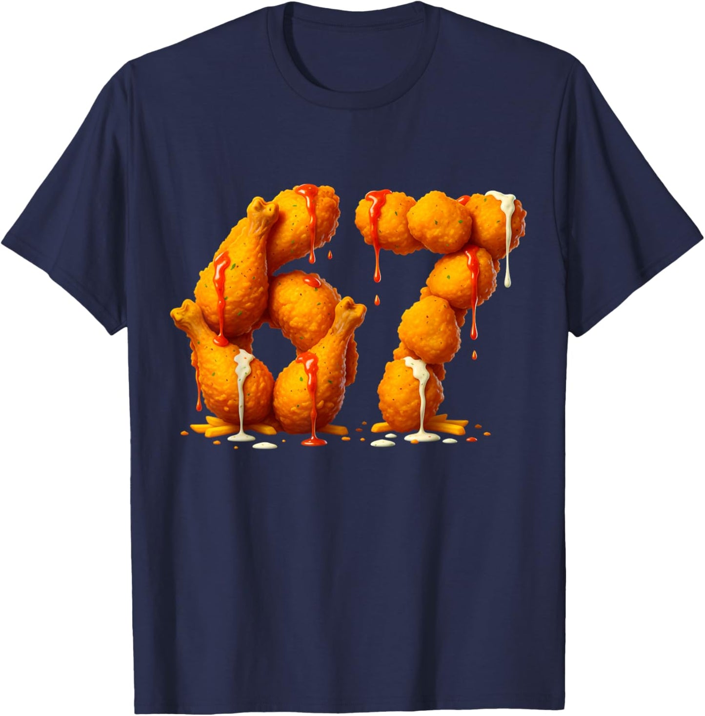 6 7 Meme Fried Chicken 67 Pajamas Kids Six Seven Boys 67 Pjs T-Shirt - T-Shirt | Navy