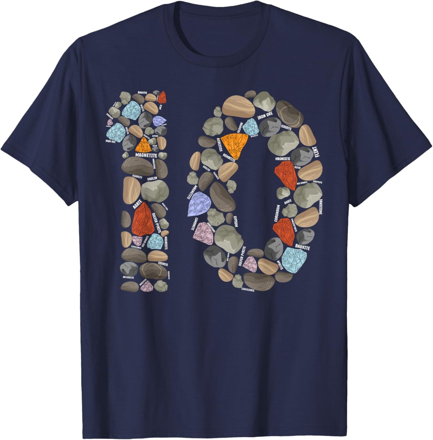 Geology Rocks 10 Years Old 10th Birthday Rock Collecting T-Shirt - T-Shirt | Navy