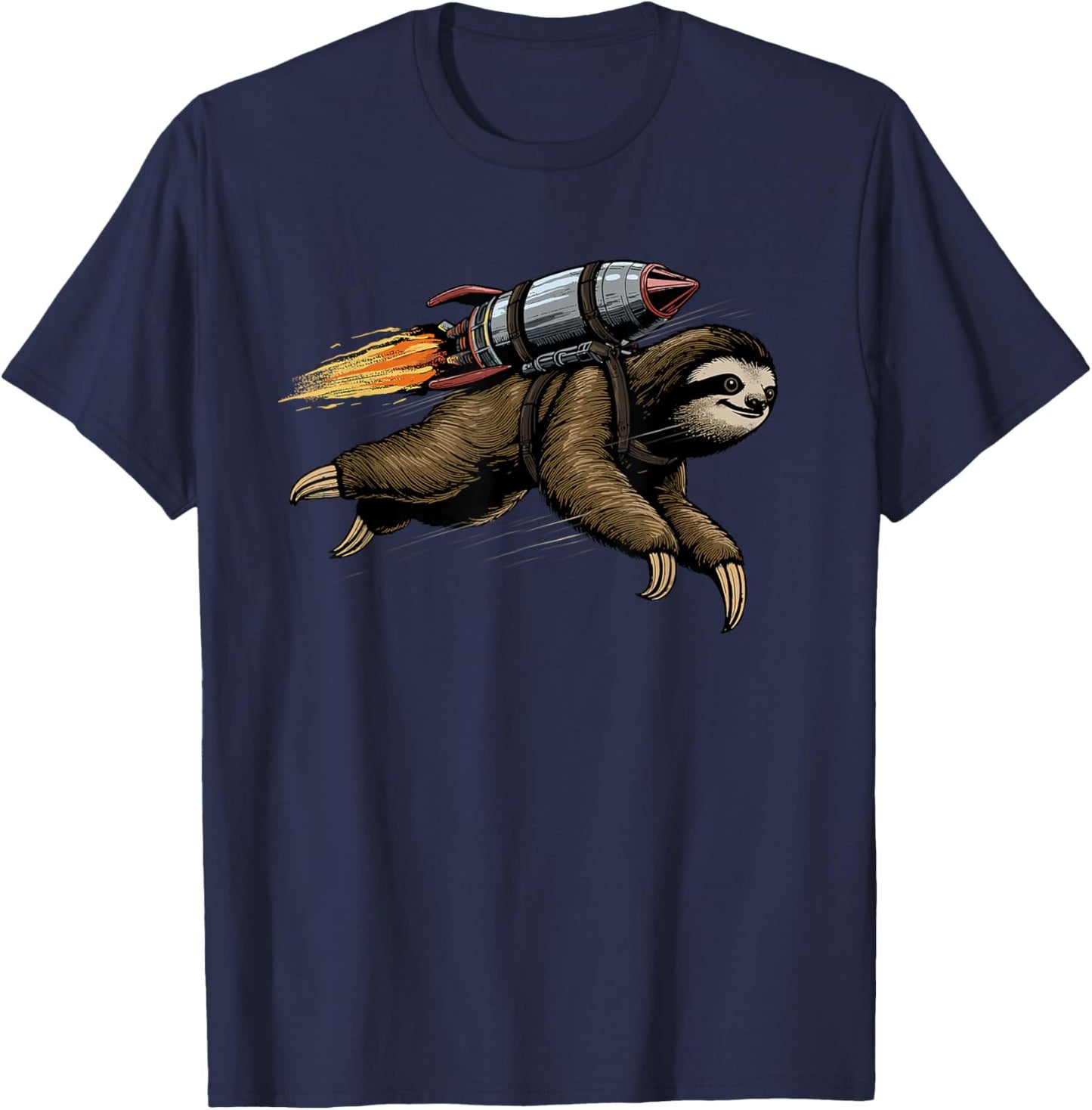 Sloth Shirt Funny Rocket Sloth Lazy Space Traveller Speed T-Shirt - T-Shirt | Navy