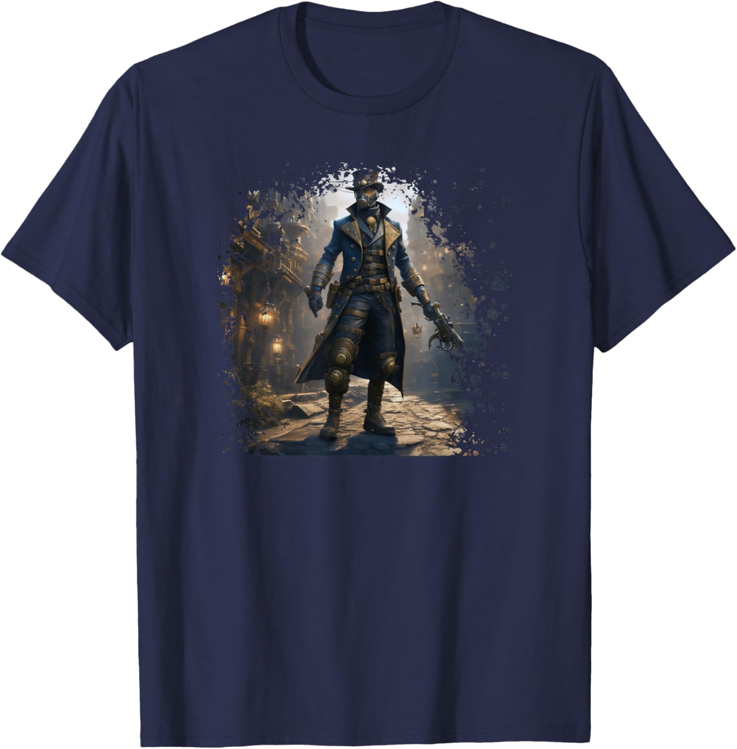 Victorian Steam Punk Assassin And Steampunk World Aesthetic T-Shirt - T-Shirt | Navy