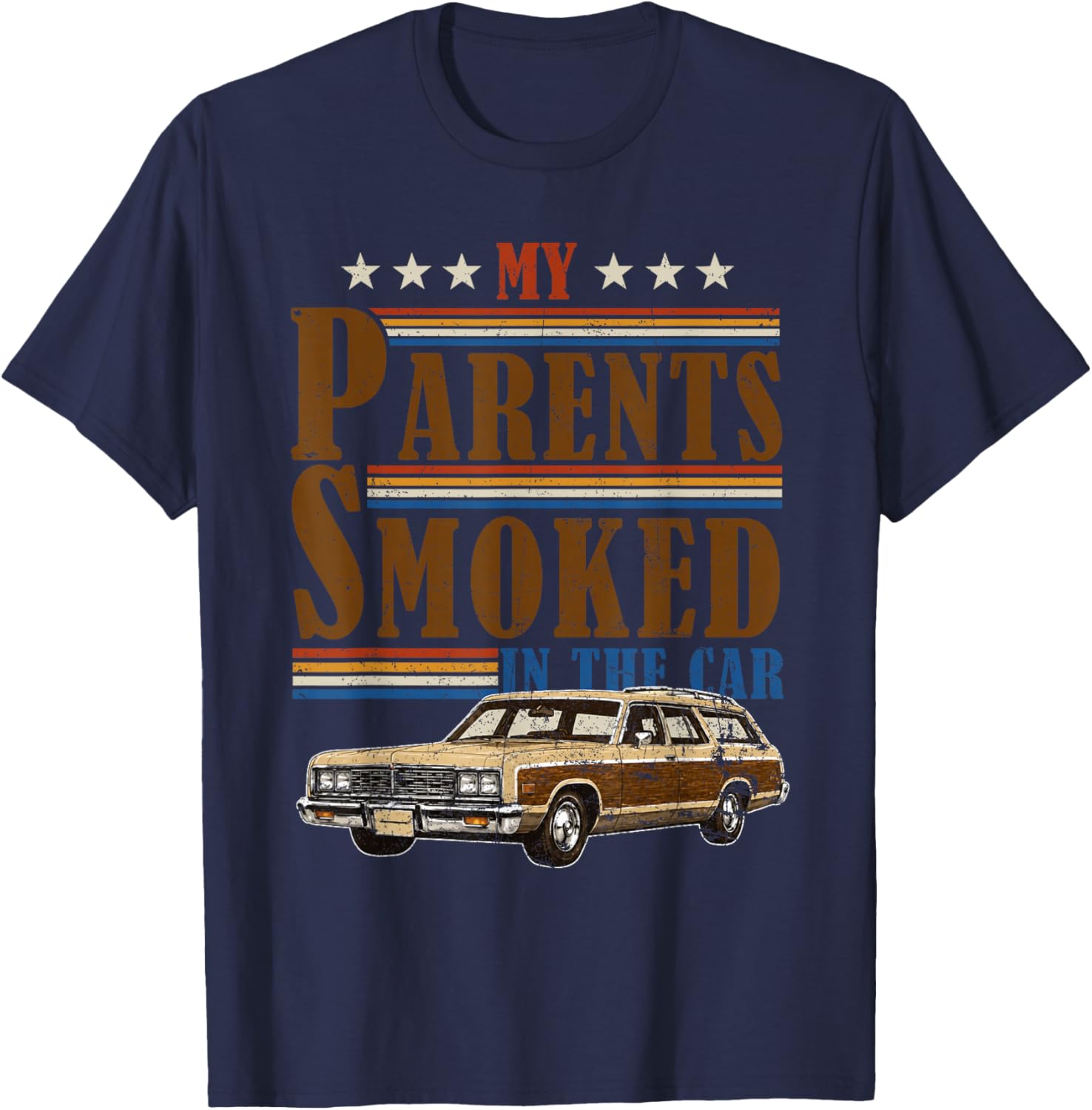 My Parents Smoked in The Car Funny Vintage Classic Meme Art T-Shirt - T-Shirt | Navy