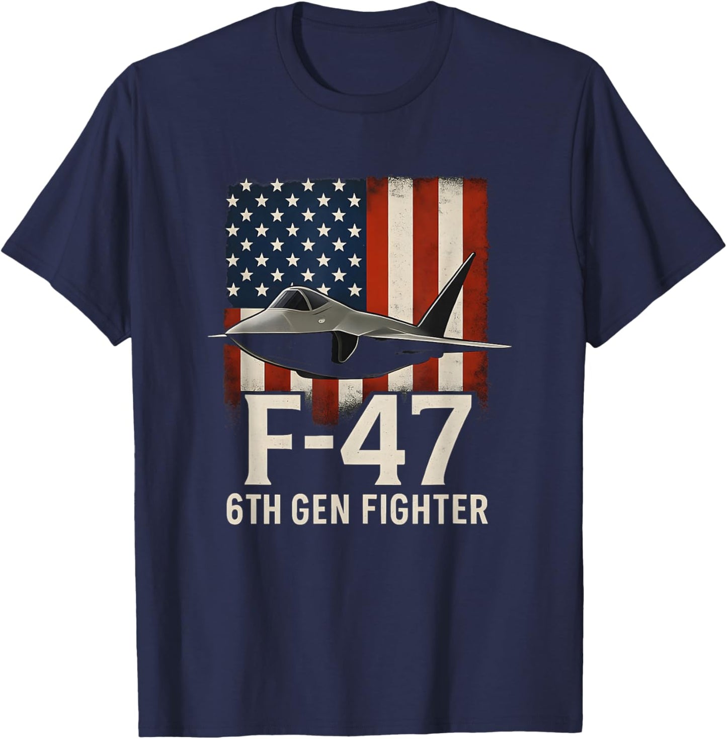 F-47 Air Dominance Fighter Design USA Flag Cool Aircraft T-Shirt - T-Shirt | Navy
