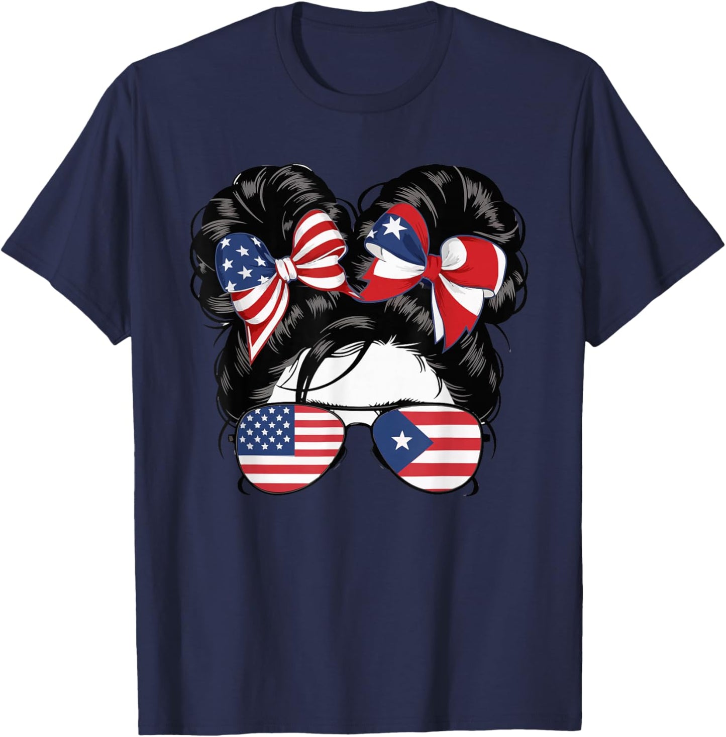 Half Puerto Rican Half American USA Flag Puerto Rico T-Shirt - T-Shirt | Navy