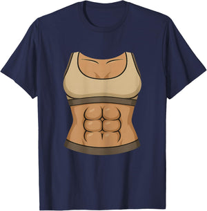 Women Ripped Abs Costume - Funny Lazy Halloween T-Shirt - T-Shirt | Navy