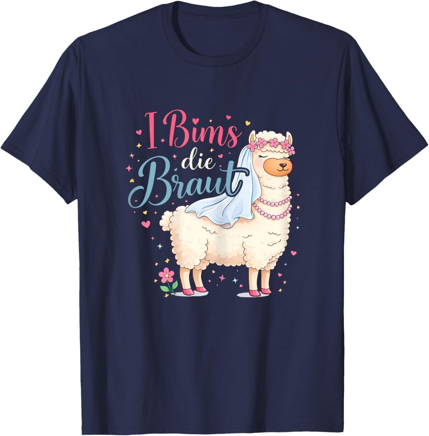 I bims die die Braut Hochzeit Motiv Lama Alpaka JGA Party T-Shirt - T-Shirt | Navy
