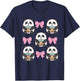 Cute Coquette Panda Pink Bows Drinking Boba Bubble Tea T-Shirt - T-Shirt | Navy