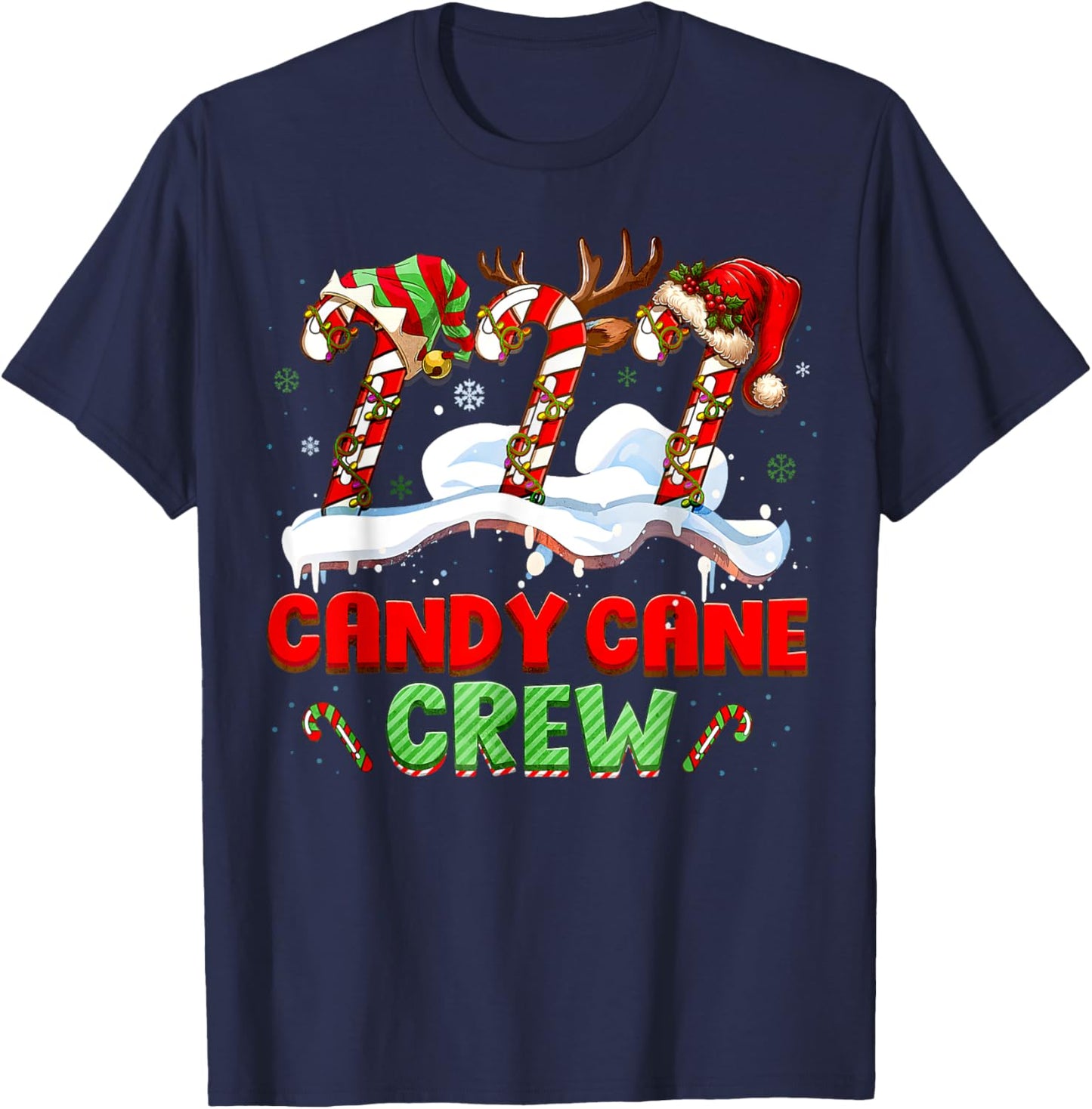 Candy Cane Crew Funny Christmas Candy Lover Xmas Kids T-Shirt - T-Shirt | Navy