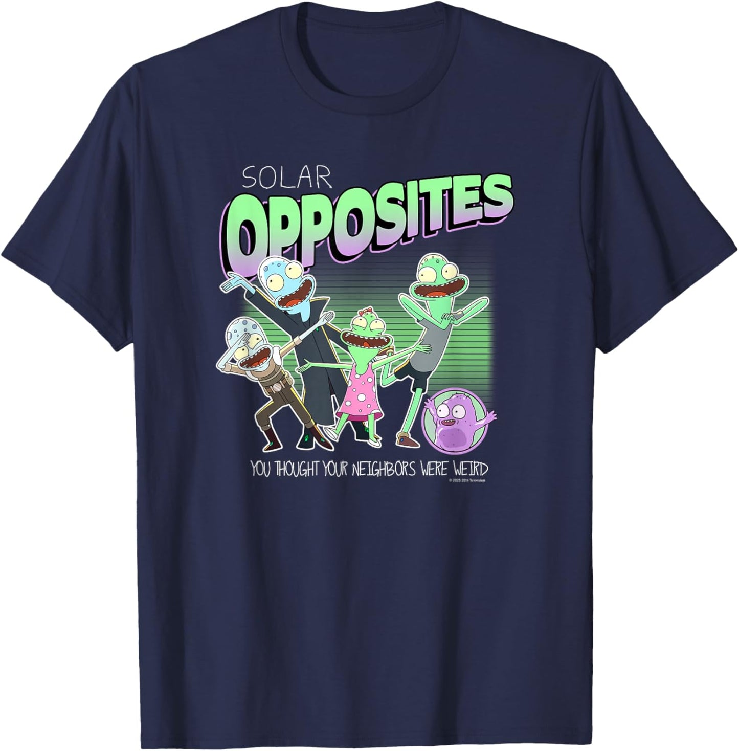 Solar Opposites Character Group Weird Neighbors Cartoon T-Shirt - T-Shirt | Navy