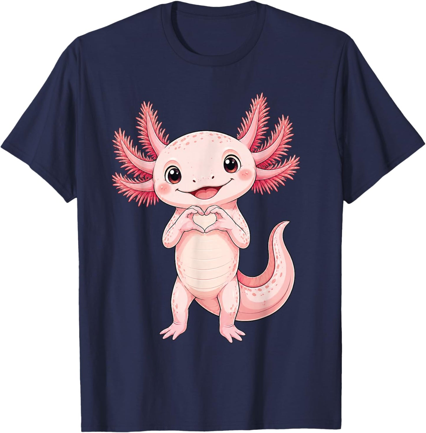 Axolotl mit Herz | Süßer AXO mit Herzsymbol T-Shirt - T-Shirt | Navy
