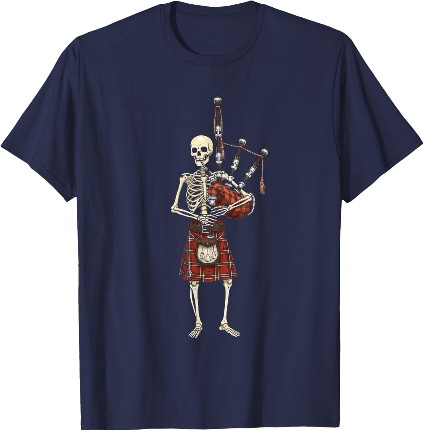 Bagpiper Skeleton Halloween Men Boys Kids Bagpipe Bagpiping T-Shirt - T-Shirt | Navy