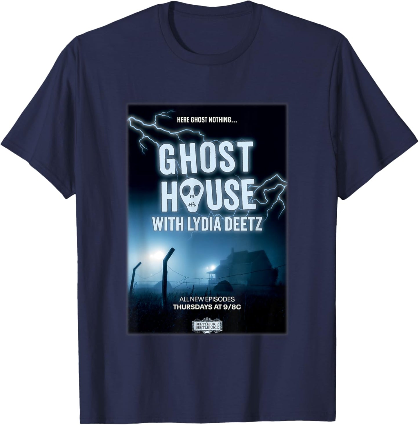 Beetlejuice Beetlejuice Ghost House With Lydia Deetz Poster T-Shirt - T-Shirt | Navy