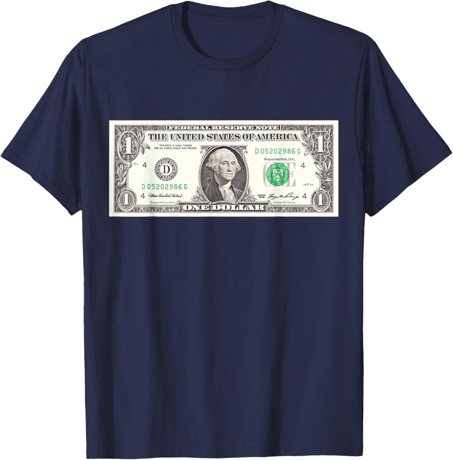 Official $1 Dollar Bill Vintage Money Design Cash Currency T-Shirt - T-Shirt | Navy