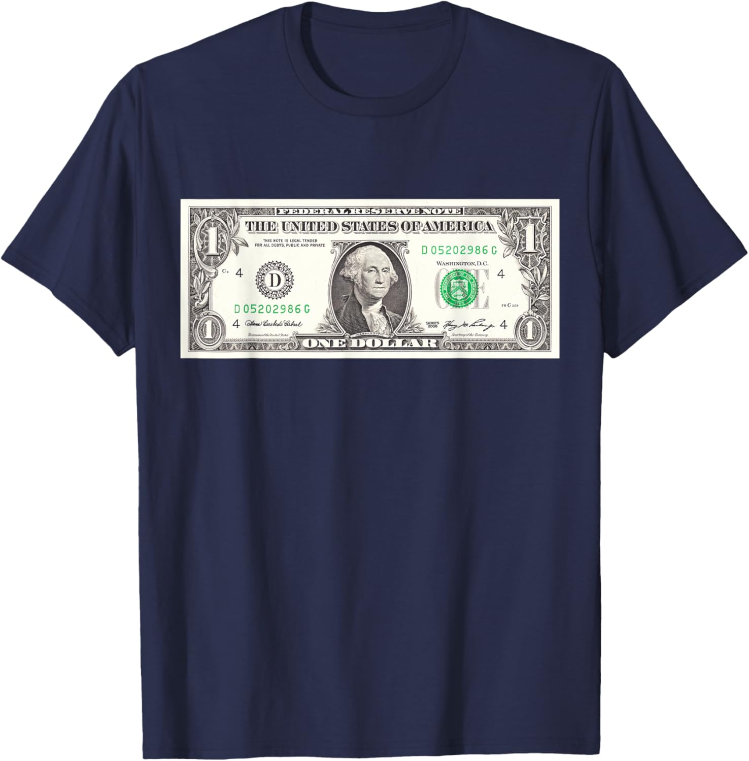 Official $1 Dollar Bill Vintage Money Design Cash Currency T-Shirt - T-Shirt | Navy