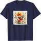 Ladybug Flowers With Hearts Around Boho Style Graphic T-Shirt - T-Shirt | Navy