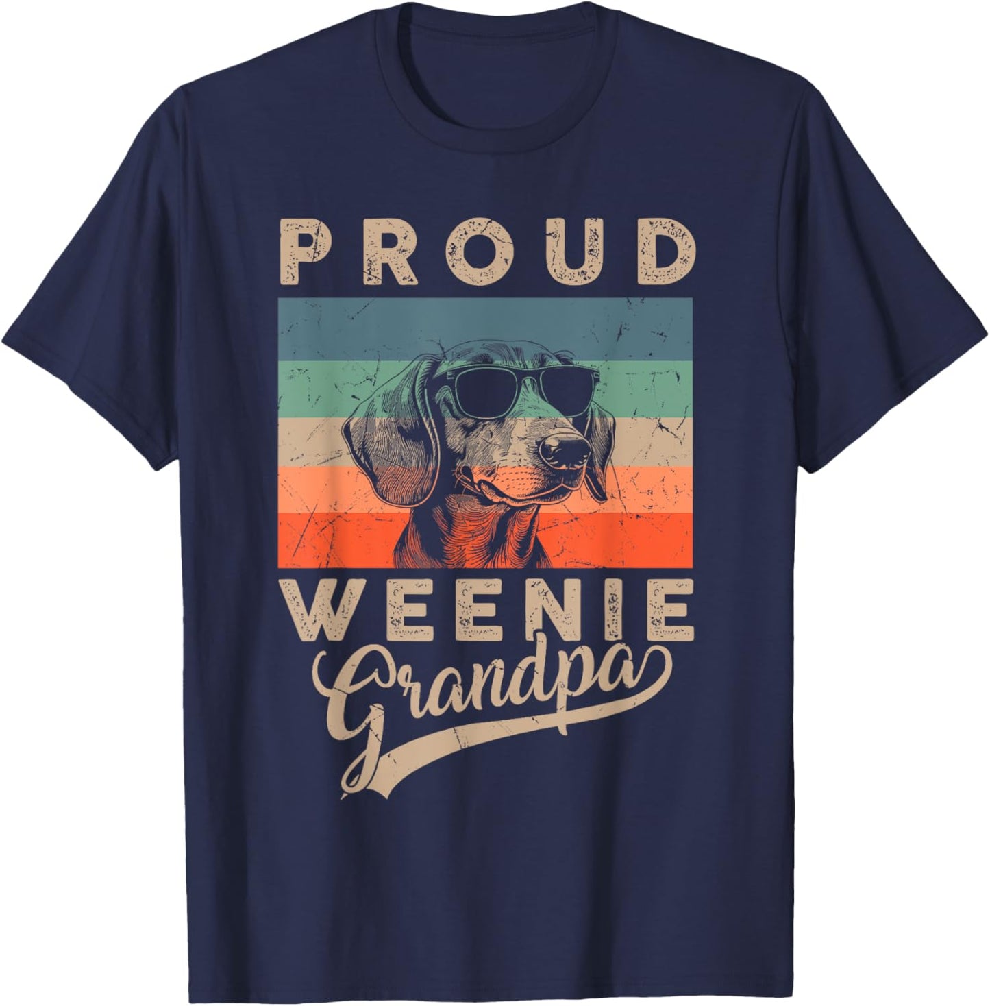 Vintage Proud Weenie Dog Grandpa Dachshund Dog Father's Day Women Kids T-Shirt - T-Shirt | Navy