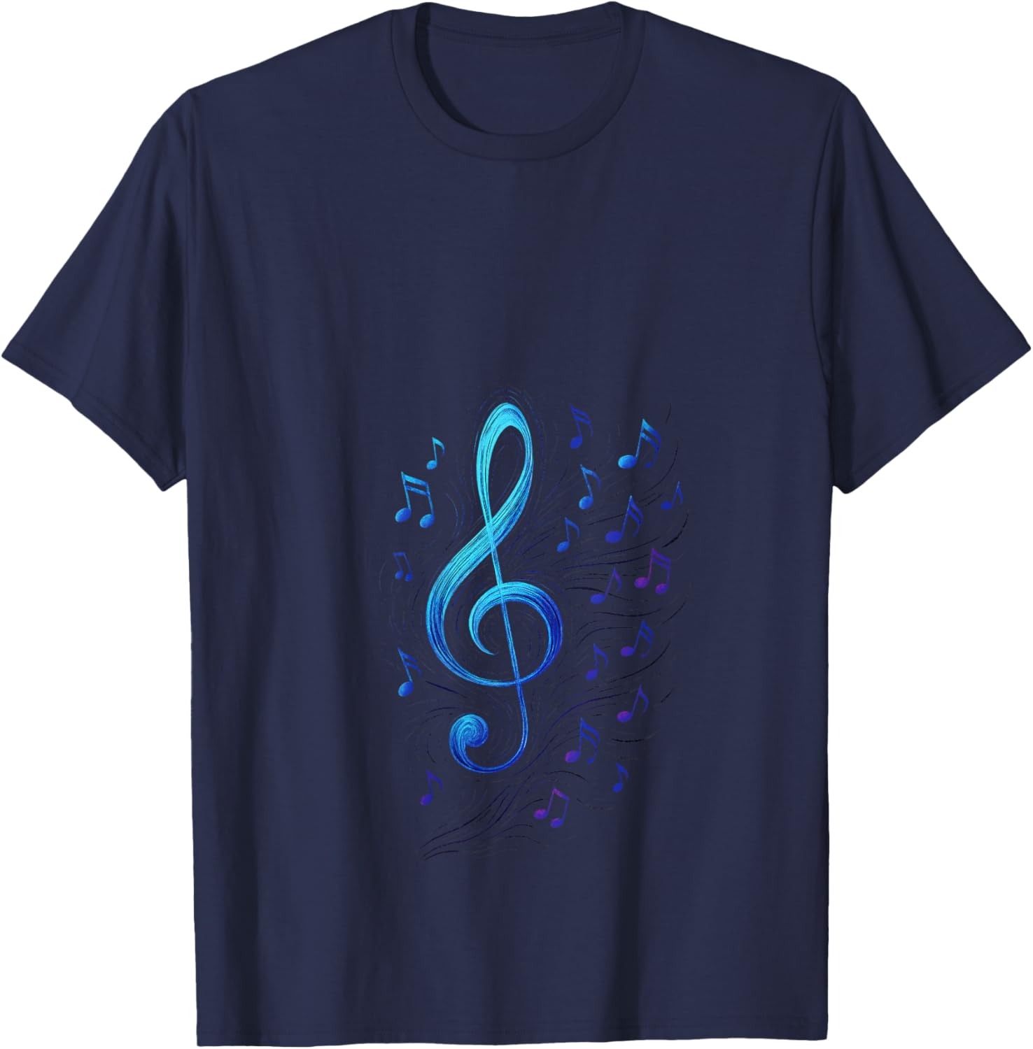 Treble Clef - Heart Music Note Love Art V-Neck T-Shirt - T-Shirt | Navy