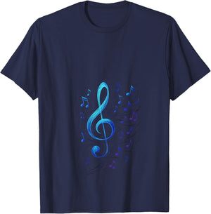 Treble Clef - Heart Music Note Love Art V-Neck T-Shirt - T-Shirt | Navy