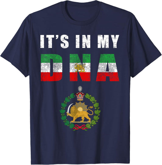 Lion Sun Flag of Iran, Iran, Persian, Shir o Khorshid T-Shirt - T-Shirt | Navy