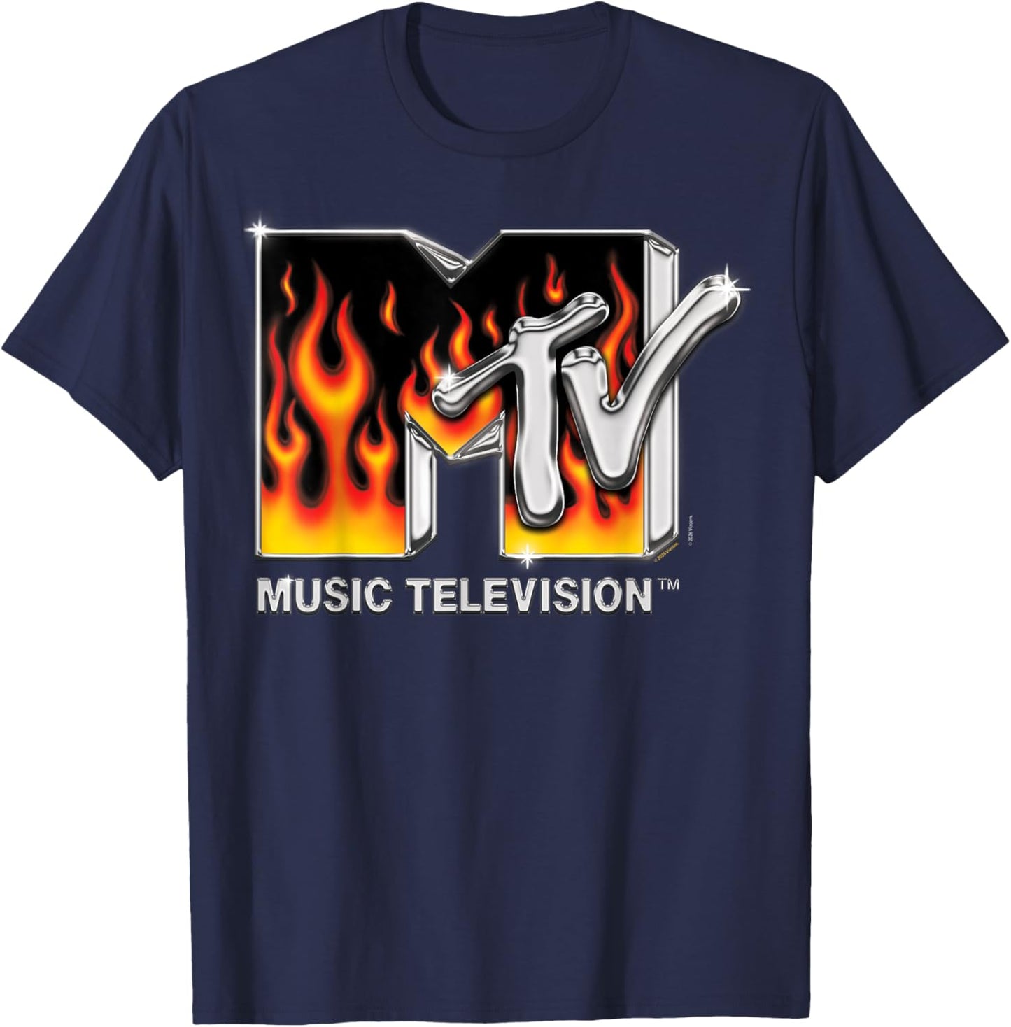 Flames MTV Logo T-Shirt - T-Shirt | Navy