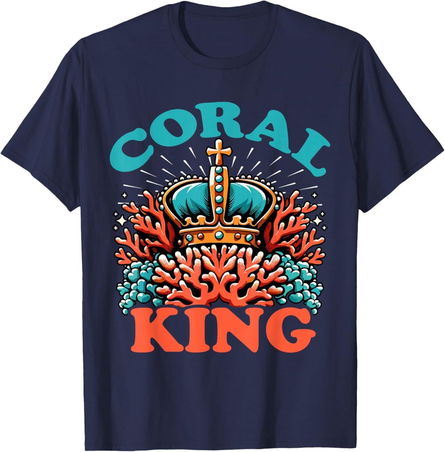 Coral King Crown Marine Life Ocean Enthusiast T-Shirt - T-Shirt | Navy