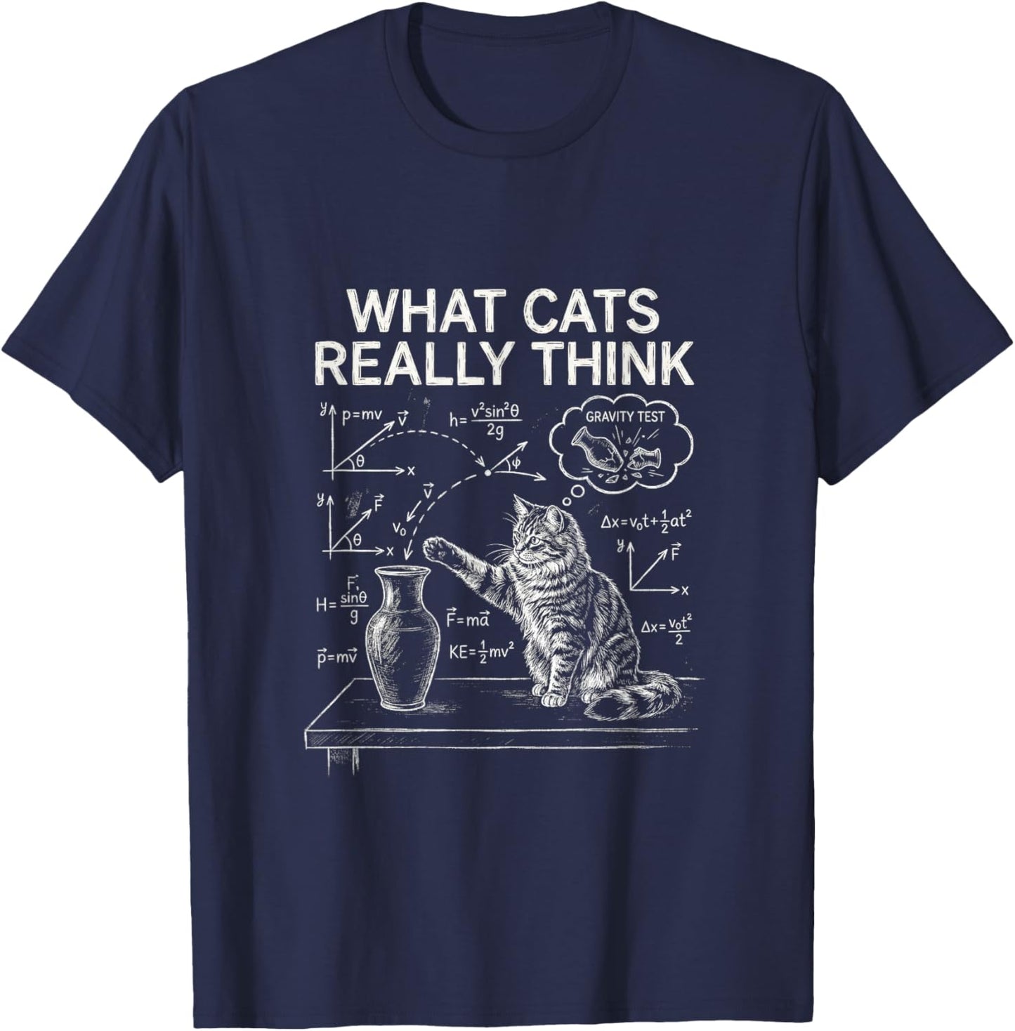 Funny Joke Cat Lovers Physics Humor What Cats Really Think T-Shirt - T-Shirt | Navy