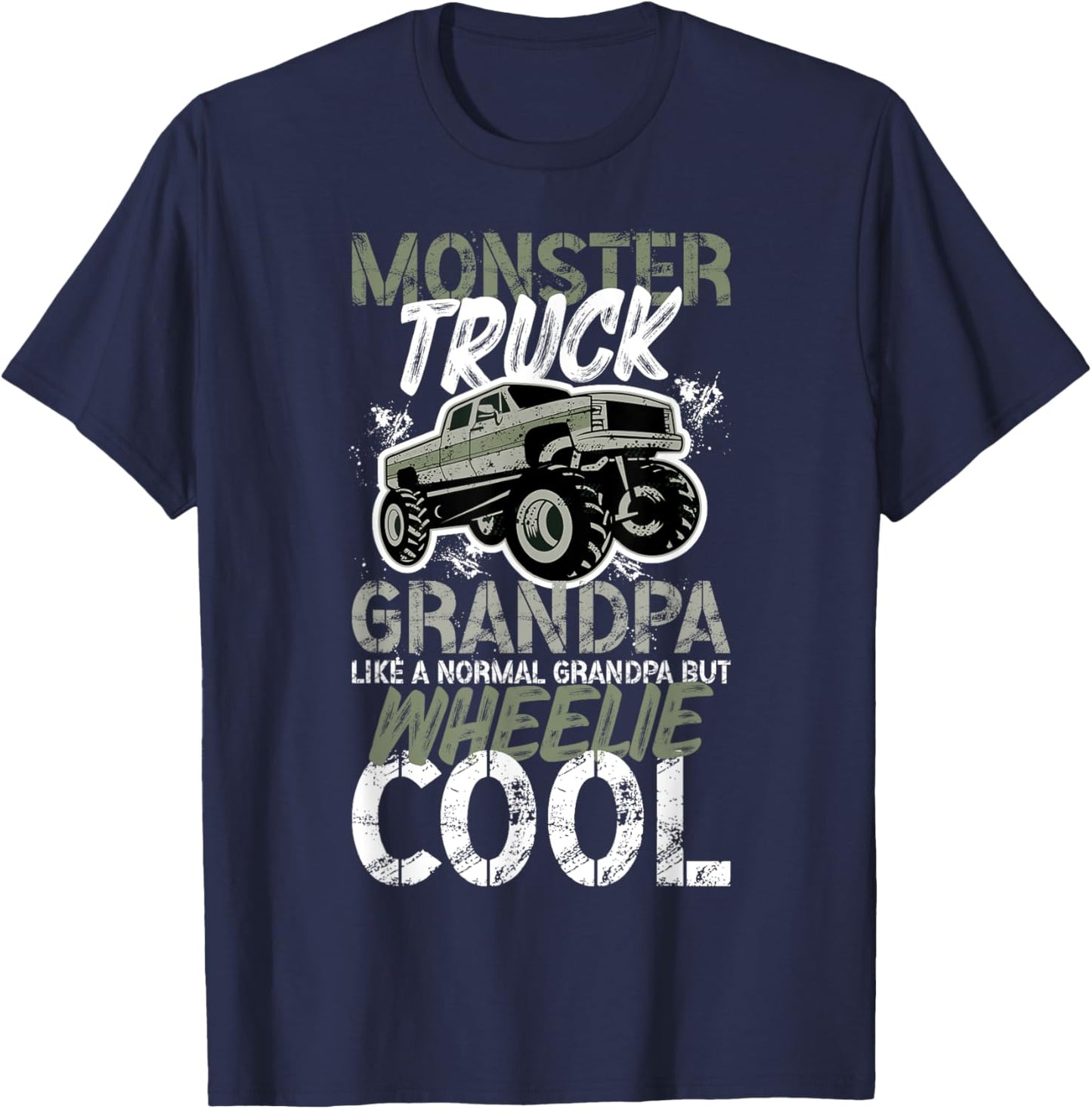 Monster Truck Grandpa Wheelie Cool Monster Truck Grandfather T-Shirt - T-Shirt | Navy