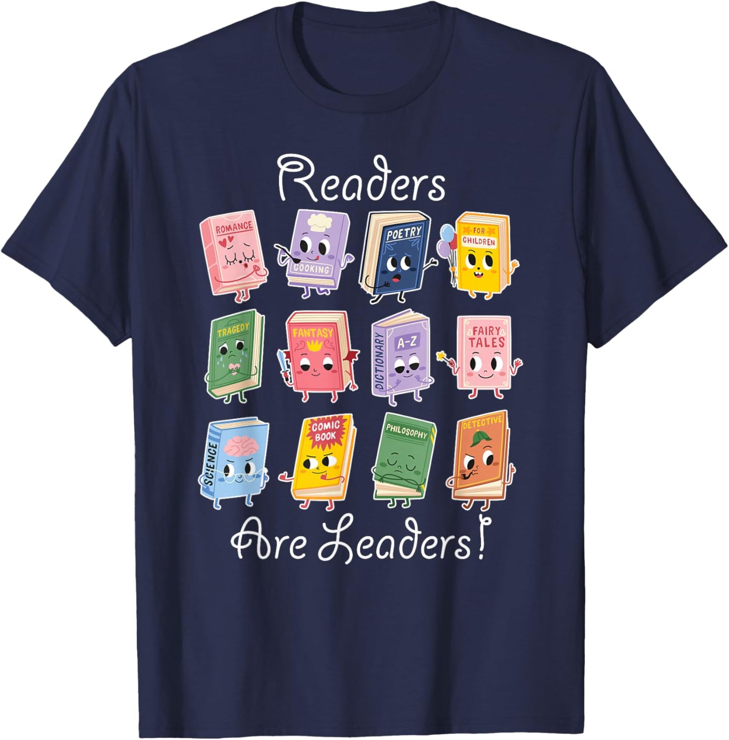 Readers Are Leaders Librarian Across World Boys Girls T-Shirt - T-Shirt | Navy