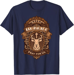 Hubert Hubertus Patron Saint of Catholic Deer Hunters T-Shirt - T-Shirt | Navy