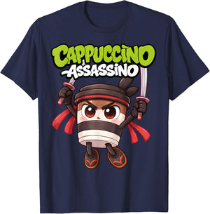 Cappuccino Assassino Cute Italian Brainrot Meme Kids Boys T-Shirt - T-Shirt | Navy