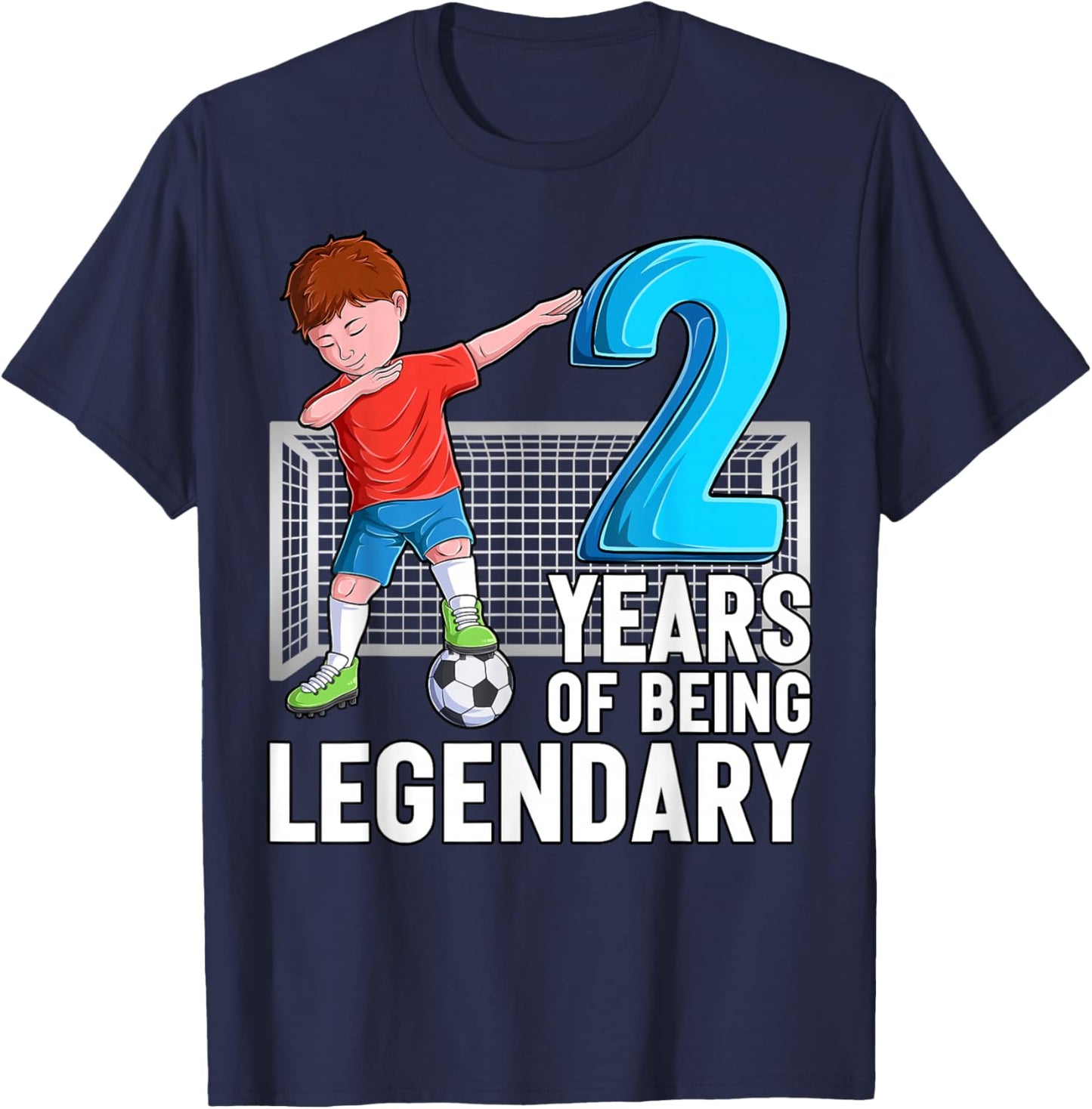 2 Years of Being Legendary Cool Soccer Boy 2nd Birthday Kids T-Shirt - T-Shirt | Navy