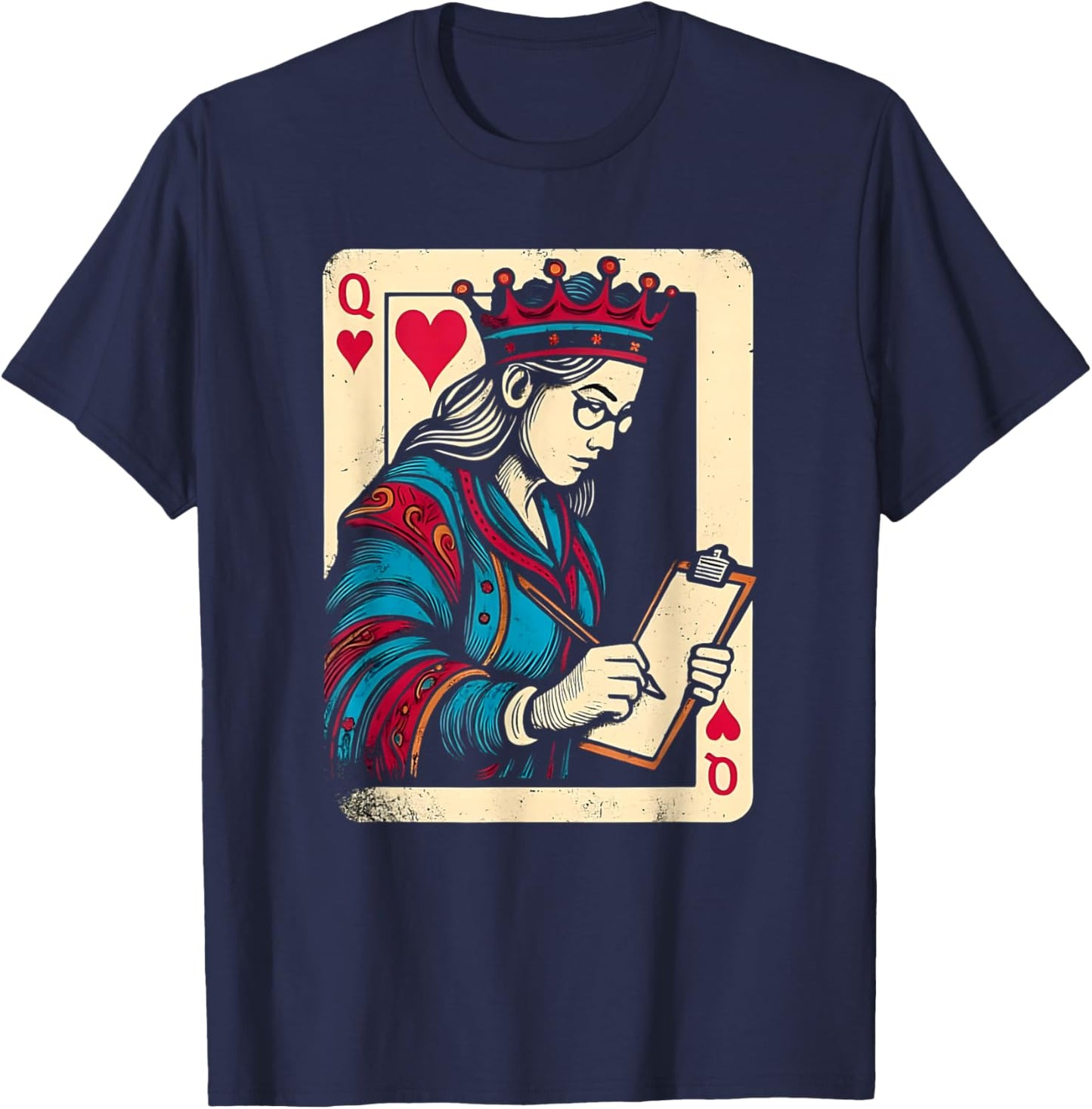 Queen of Heart Teacher Valentine Classroom Theme T-Shirt - T-Shirt | Navy