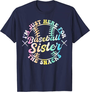 Baseball Sister I'm Just Here For The Snacks Retro Tie Dye T-Shirt - T-Shirt | Navy
