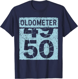 Oldometer 50 Men Women Funny 50th Birthday T-Shirt - T-Shirt | Navy