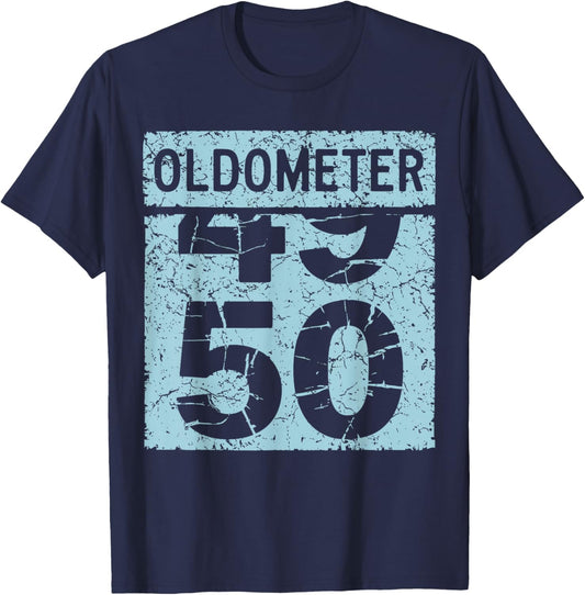 Oldometer 50 Men Women Funny 50th Birthday T-Shirt - T-Shirt | Navy