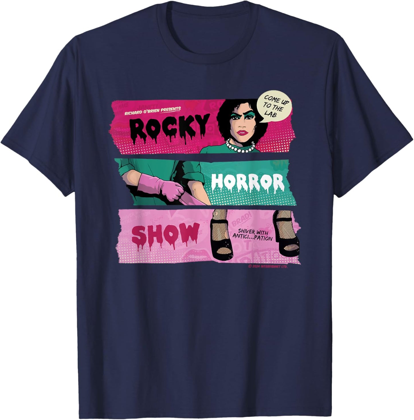 Rocky Horror Show Doctor Frank N Furter Come Up To The Lab T-Shirt - T-Shirt | Navy