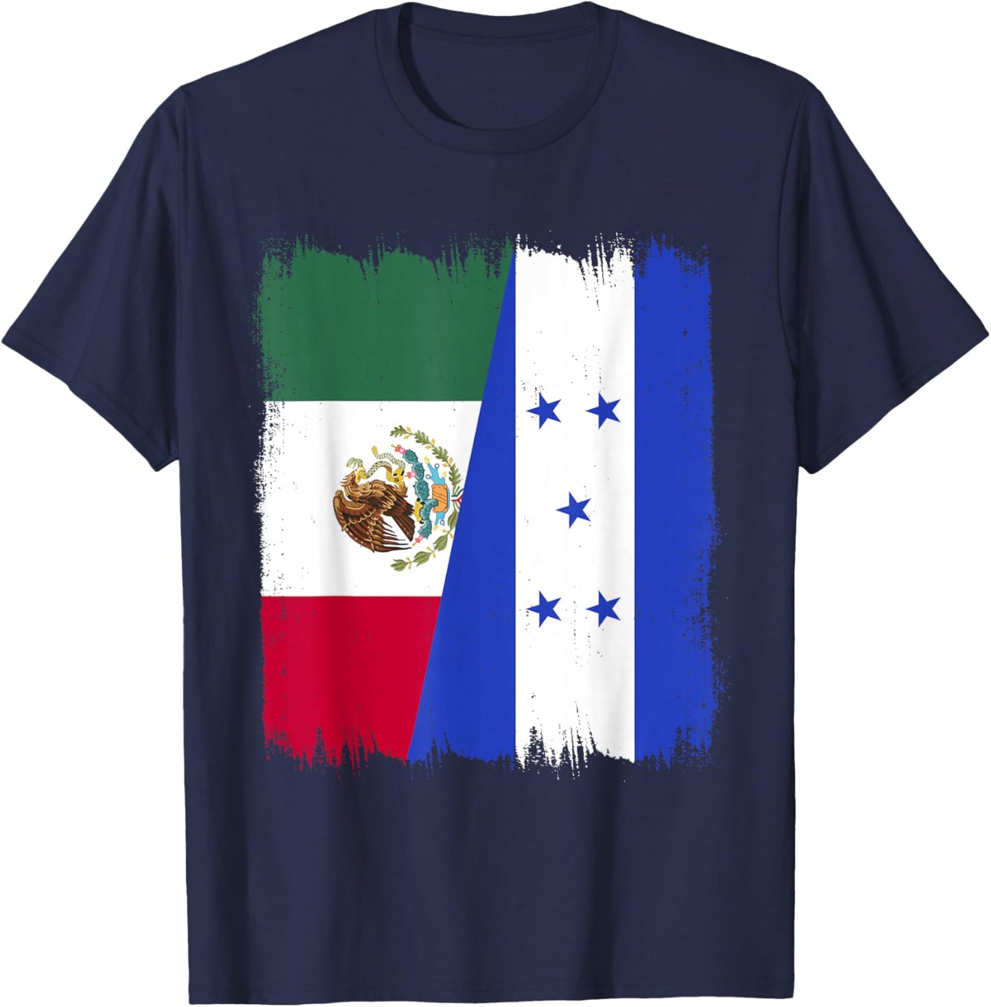 Mexico Honduras Flag Mexican Hondurian Roots Wear T-Shirt - T-Shirt | Navy