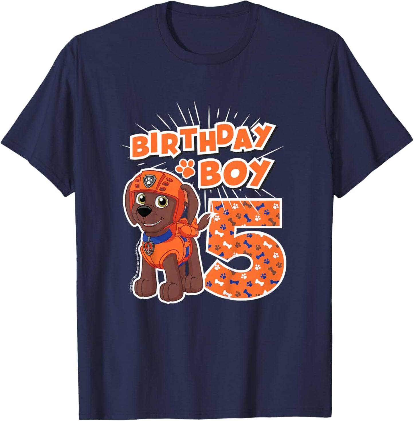 Kids Official Paw Patrol Merchandise Zuma Birthday Boy Age 5 T-Shirt - T-Shirt | Navy