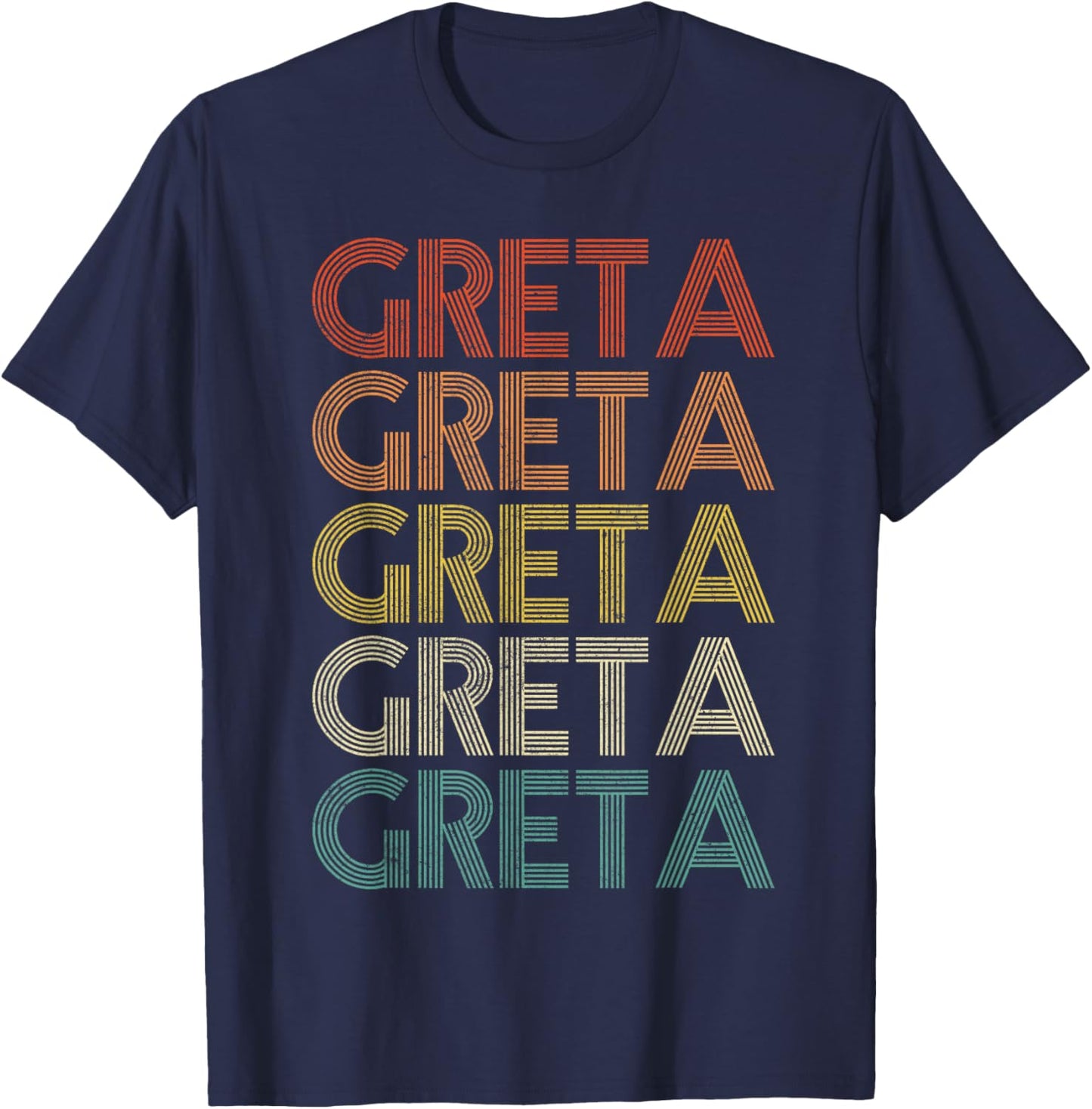 Greta Vintage Retro T-Shirt - T-Shirt | Navy