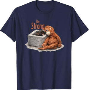 Cute Baby Monkey Punch with his Orangutan Stuffed Toy T-Shirt - T-Shirt | Navy