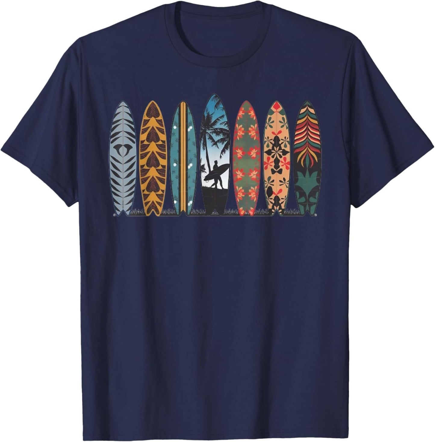 Surfboarder Hawaii Wave Surfing Surfboard Lover Beach Surfer T-Shirt - T-Shirt | Navy