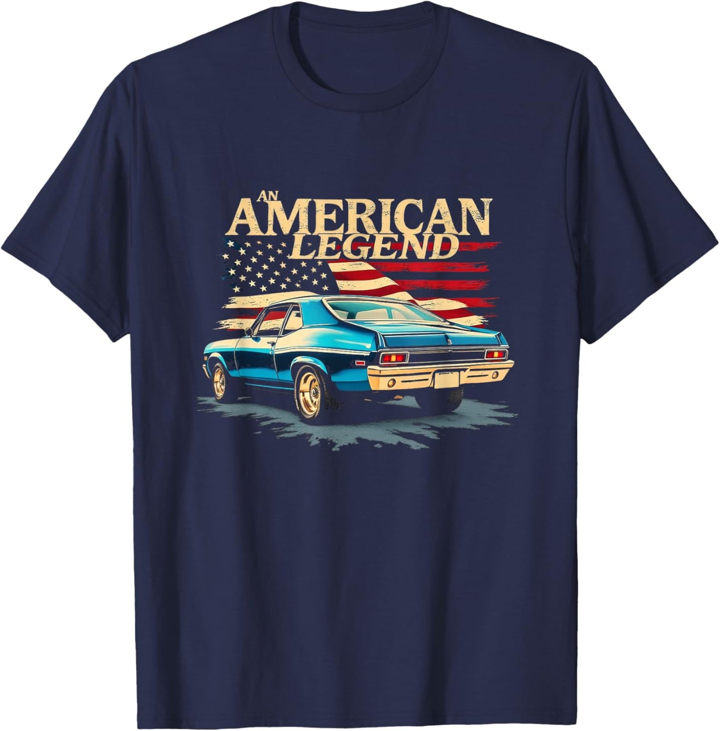 an American Legend 1970 70 Nova SS American Flag Muscle Car T-Shirt - T-Shirt | Navy