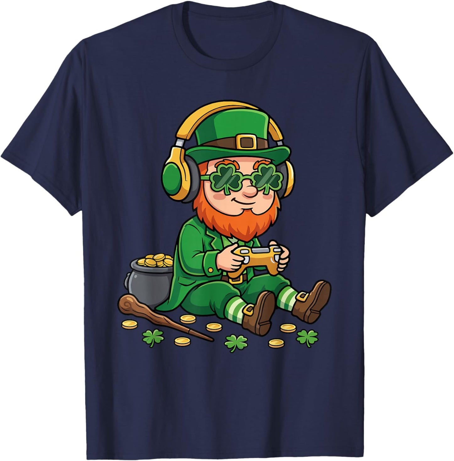 Video Games St Patrick Gamer Funny St. Patricks Day T-Shirt - T-Shirt | Navy