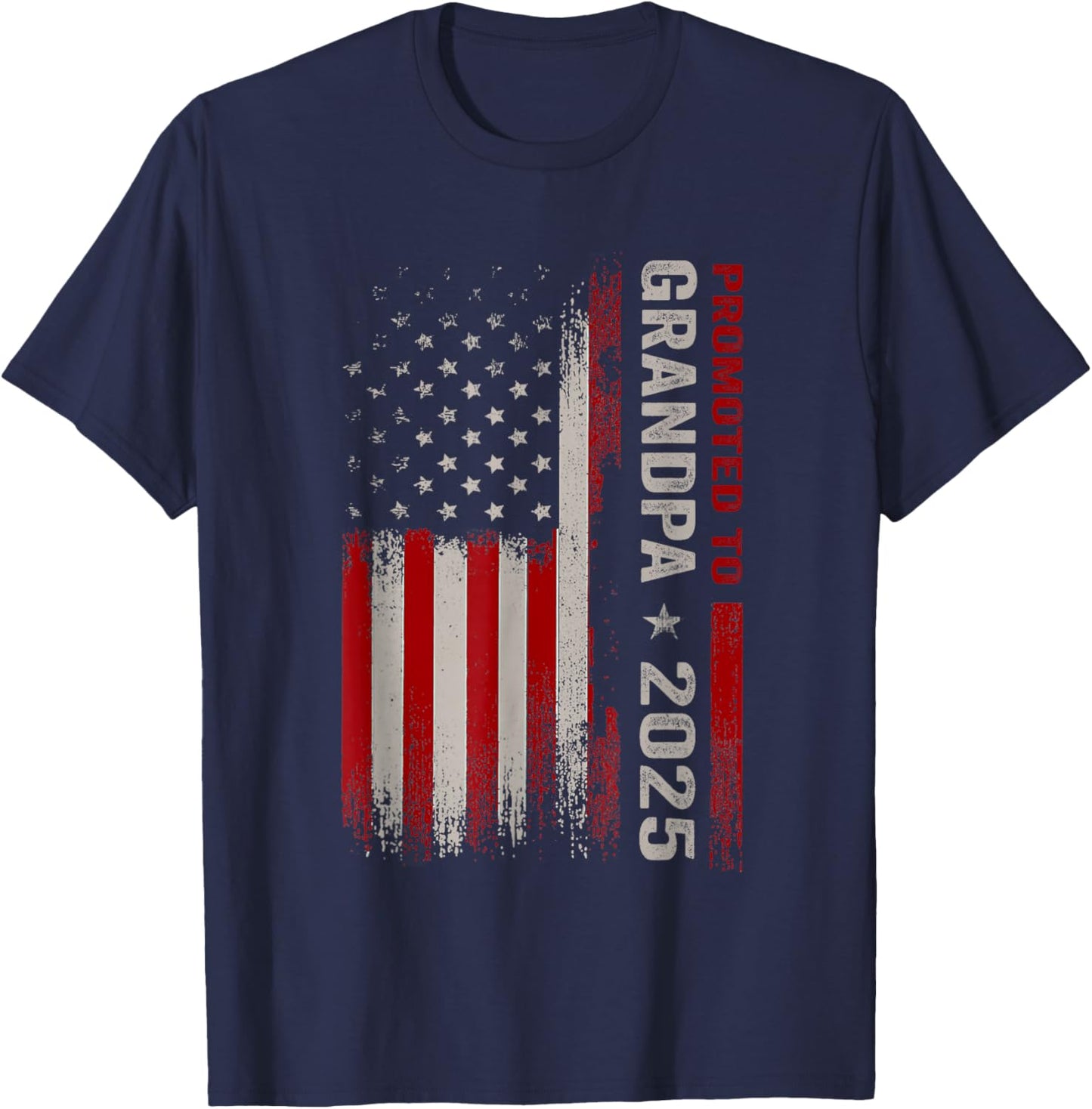 Promoted To Grandpa Est 2025 New Grandpa Expect Baby T-Shirt - T-Shirt | Navy