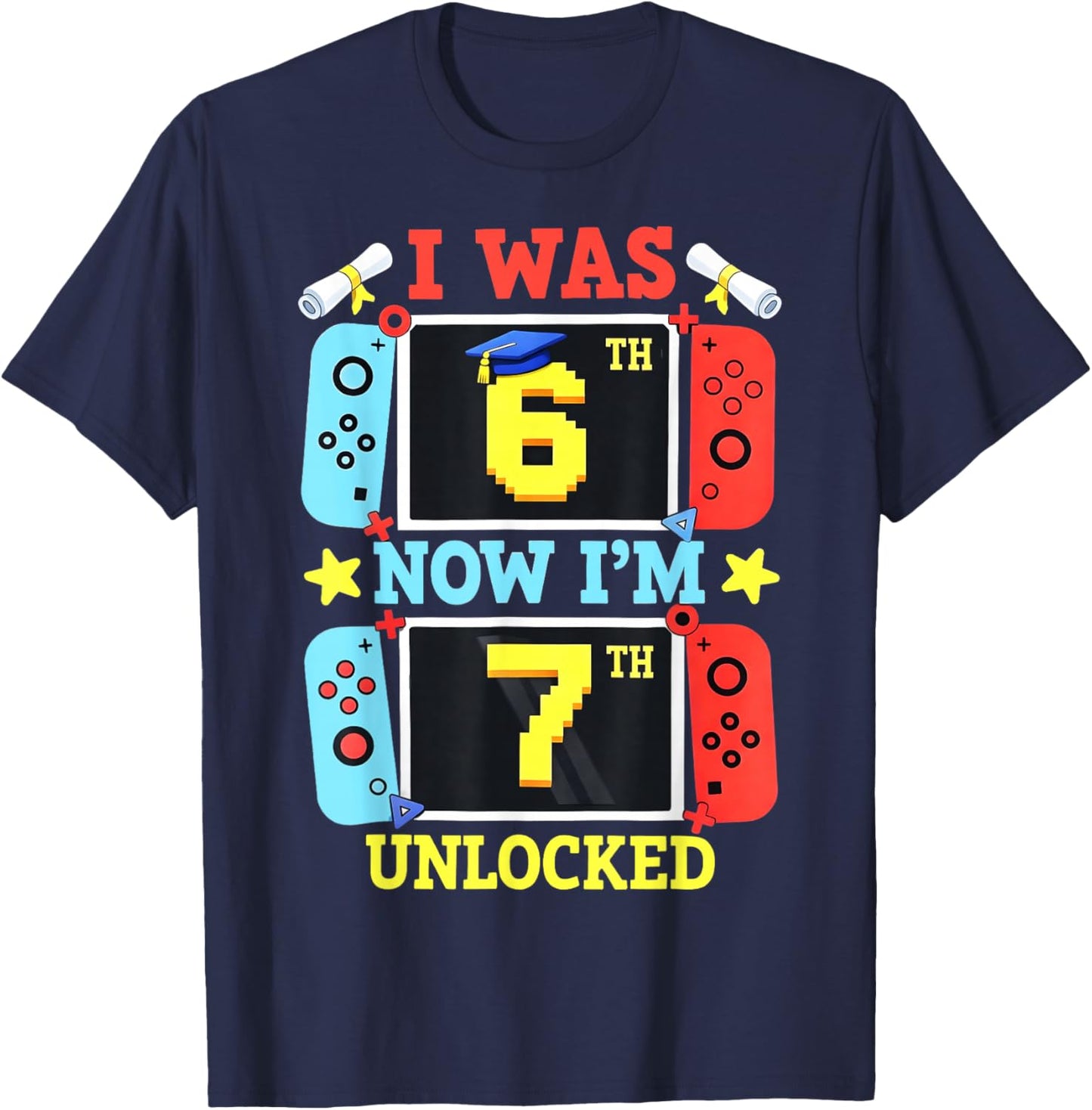 I was 6 Now I'm 7 Gamer Birthday Boy Gifts for Boys Kids T-Shirt - T-Shirt | Navy