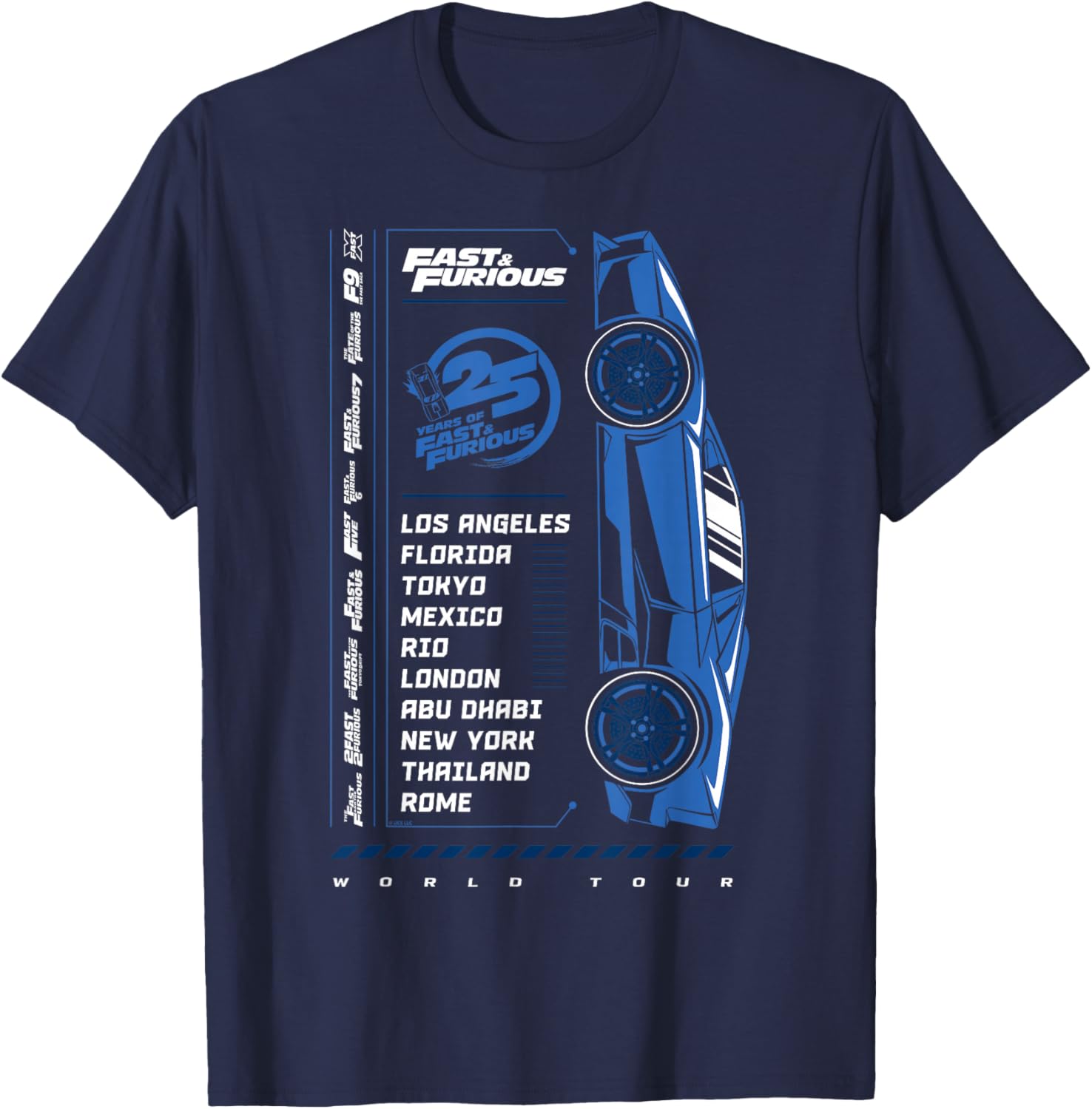 Fast & Furious 25th Anniversary World Tour T-Shirt - T-Shirt | Navy