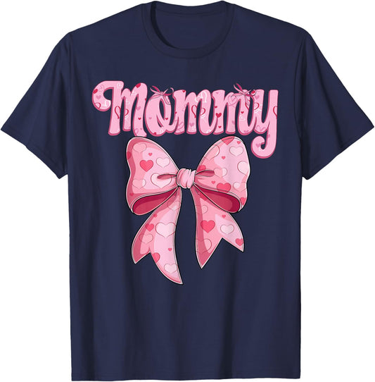 mother's day coquette bow family matching Groovy pink Mommy T-Shirt - T-Shirt | Navy
