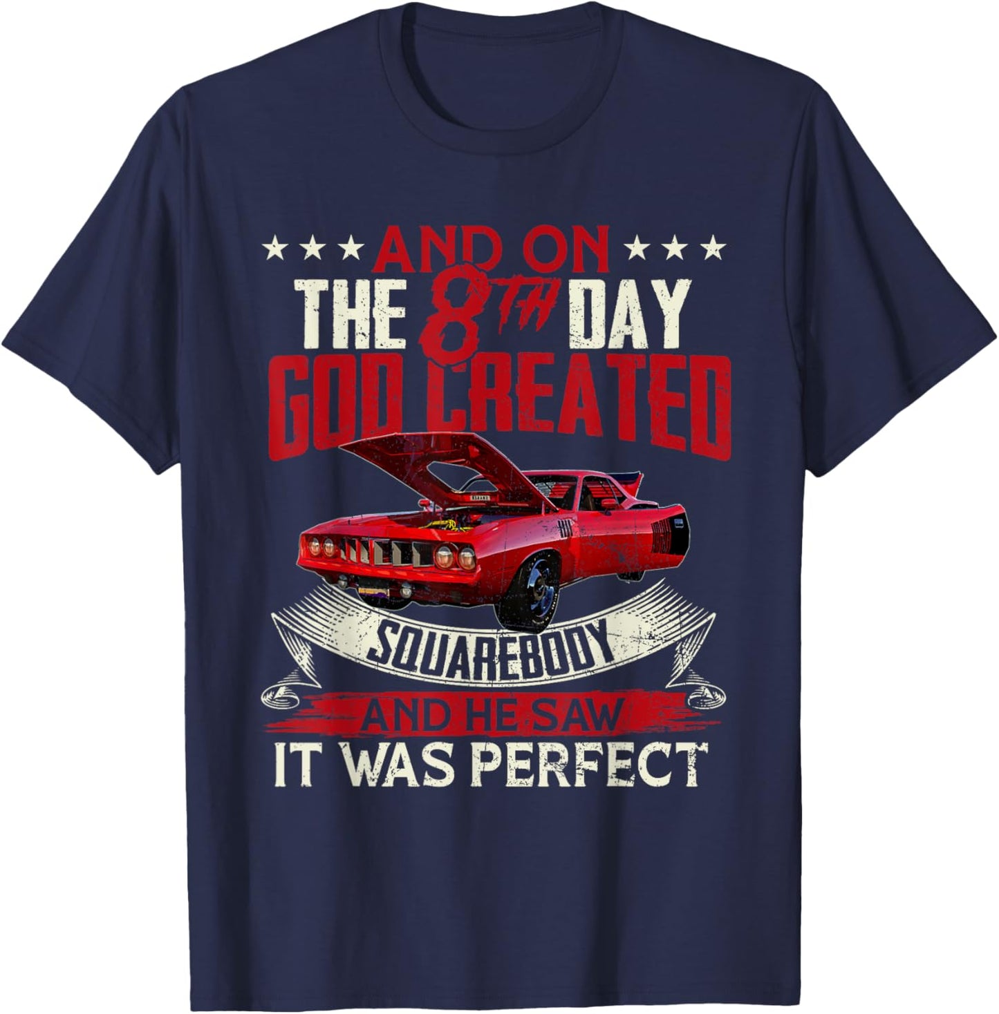 Hemi cuda plymouth barracuda And on the 8th god Muscle car T-Shirt - T-Shirt | Navy