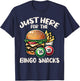 Funny Bingo Game Just Here For The Bingo Snacks Design T-Shirt - T-Shirt | Navy