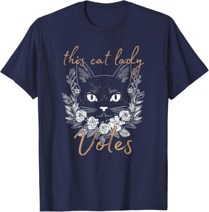This Cat Lady Votes, Crazy Kitty Ladies, Cat Lover T-Shirt - T-Shirt | Navy